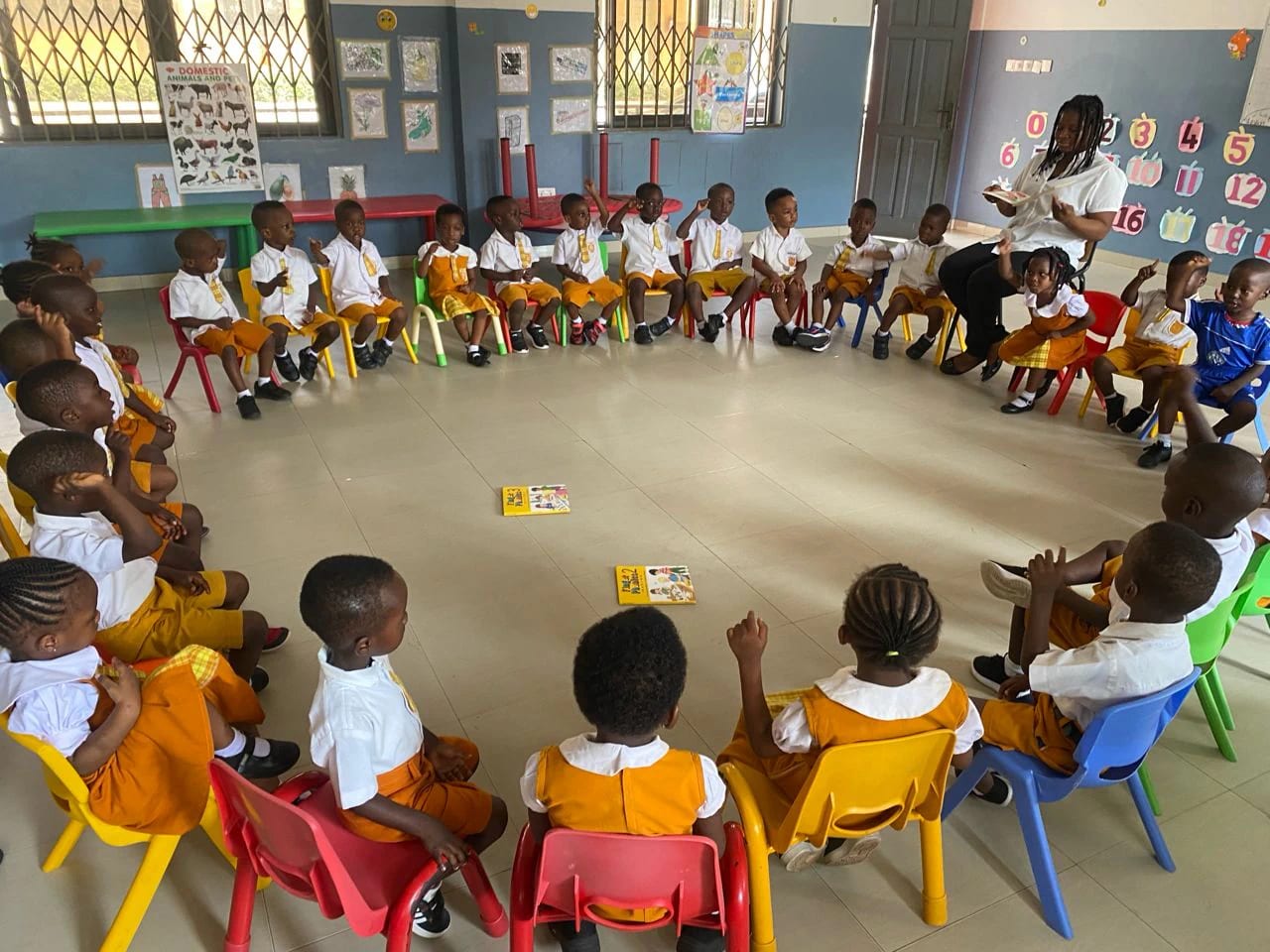 Divine International School pupils during circle-time learning.