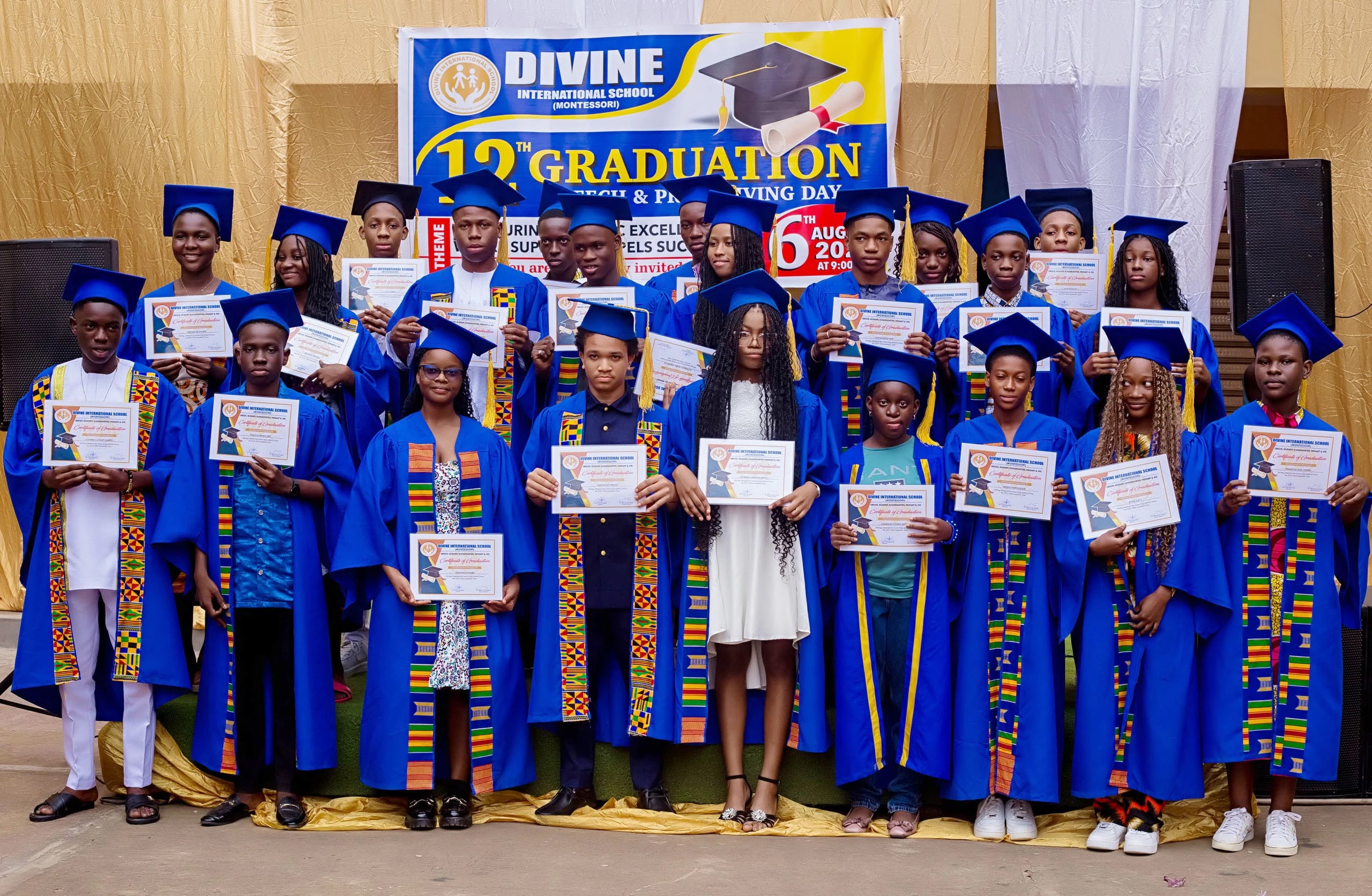 Divine International School pupils during graduation: graduation group 1.